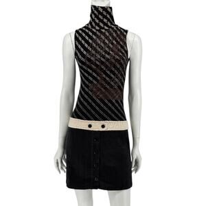 Custo Barcelona Sleeveless High-Neck Mixed-Media Mini Dress – Size 2